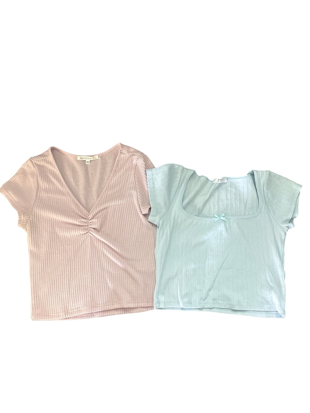 Women’s Ribbed Crop Tops in Blush Pink and Baby blue